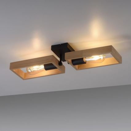 Leuchten Direkt 15657-18 - Полилей за повърхностен монтаж FRANKY 2xE27/60W/230V акация