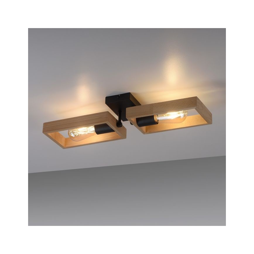 Leuchten Direkt 15657-18 - Полилей за повърхностен монтаж FRANKY 2xE27/60W/230V акация