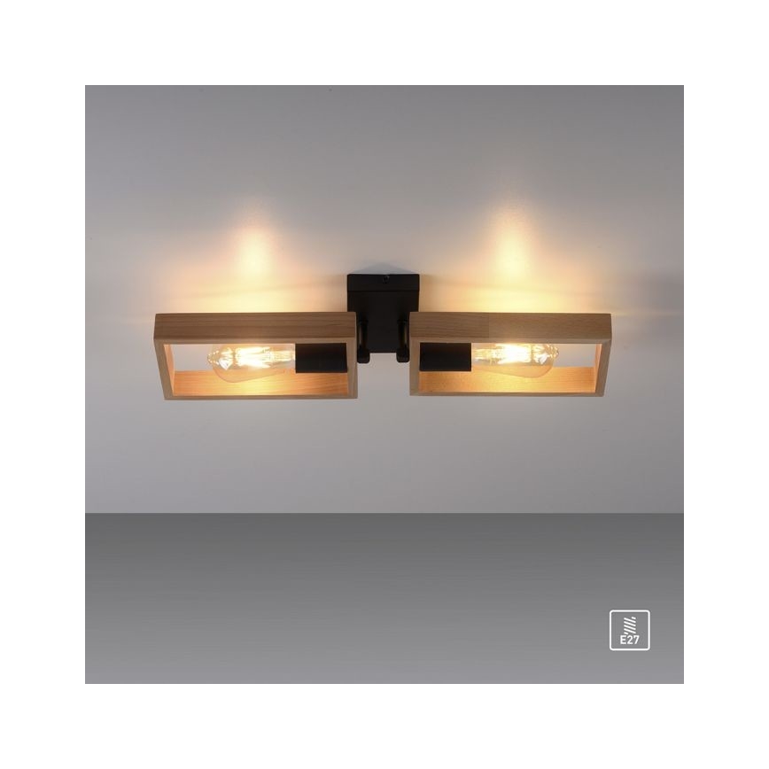 Leuchten Direkt 15657-18 - Полилей за повърхностен монтаж FRANKY 2xE27/60W/230V акация