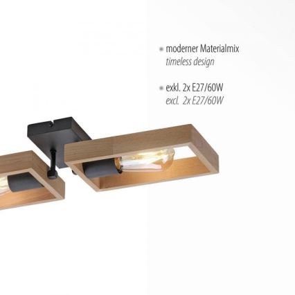Leuchten Direkt 15657-18 - Полилей за повърхностен монтаж FRANKY 2xE27/60W/230V акация