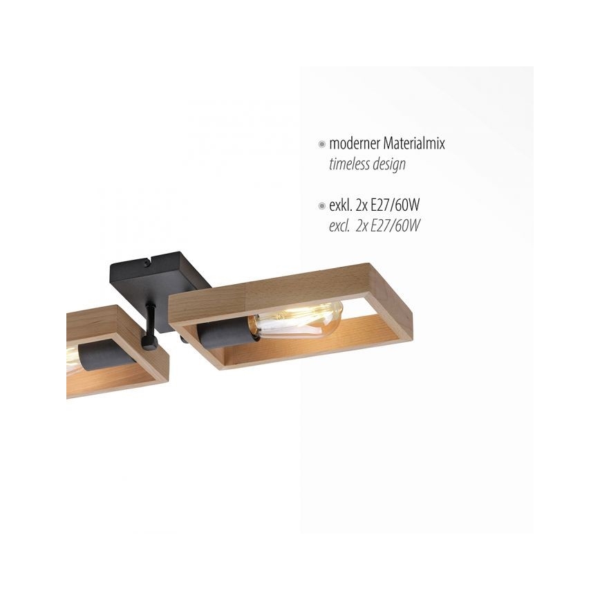 Leuchten Direkt 15657-18 - Полилей за повърхностен монтаж FRANKY 2xE27/60W/230V акация