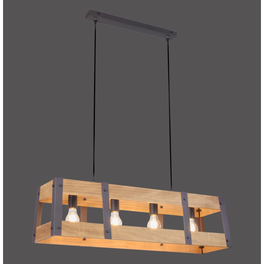 Leuchten Direkt 15721-79 - Полилей на въже CRATE 4xE27/60W/230V