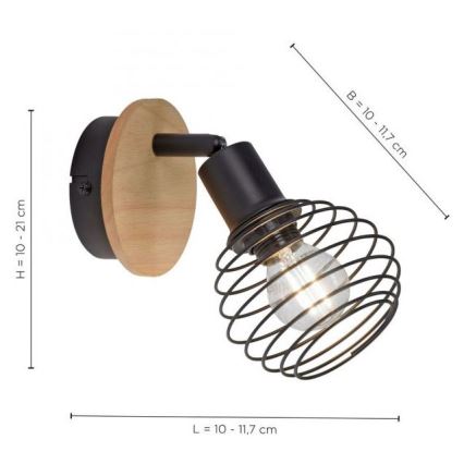 Leuchten Direkt 15921-79 - Спот аплик EUGEN 1xE14/40W/230V дъб