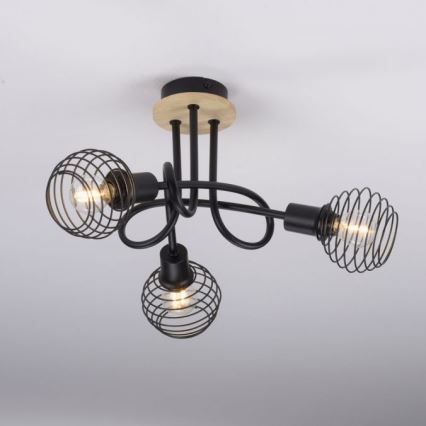 Leuchten Direkt 15923-79 - Полилей за повърхностен монтаж EUGEN 3xE14/40W/230V дъб