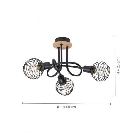Leuchten Direkt 15923-79 - Полилей за повърхностен монтаж EUGEN 3xE14/40W/230V дъб
