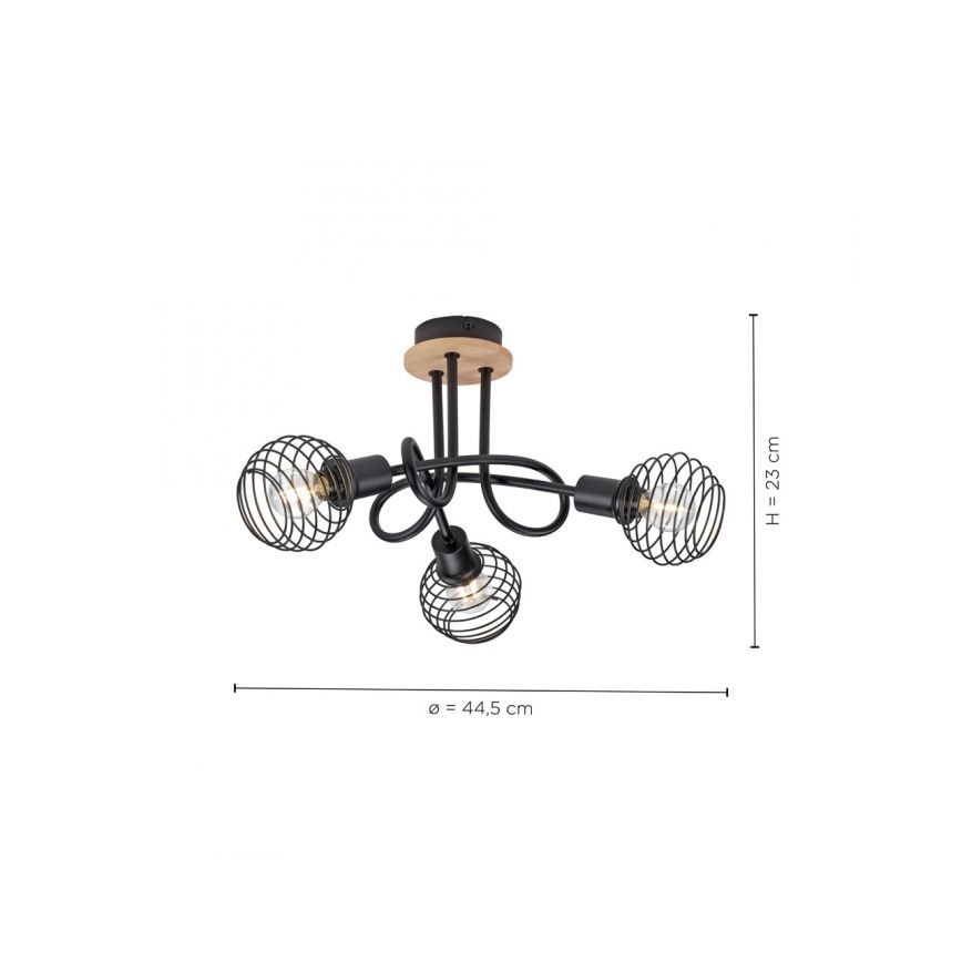 Leuchten Direkt 15923-79 - Полилей за повърхностен монтаж EUGEN 3xE14/40W/230V дъб