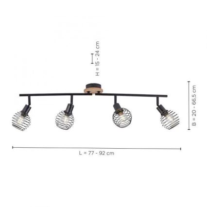 Leuchten Direkt 15924-79 - Спот EUGEN 4xE14/40W/230V дъб