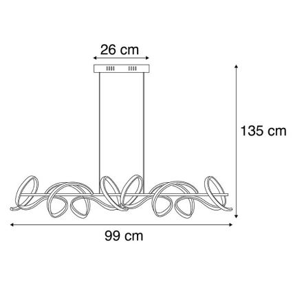 Leuchten Direkt 19033-21 - LED Димируем висящ полилей CURLS LED/40,8W/230V