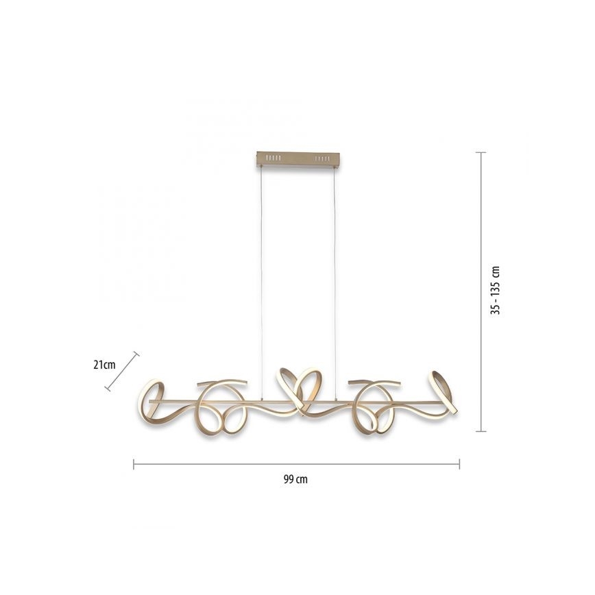 Leuchten Direkt 19033-60 - LED Димируем пендел CURLS LED/40,8W/230V