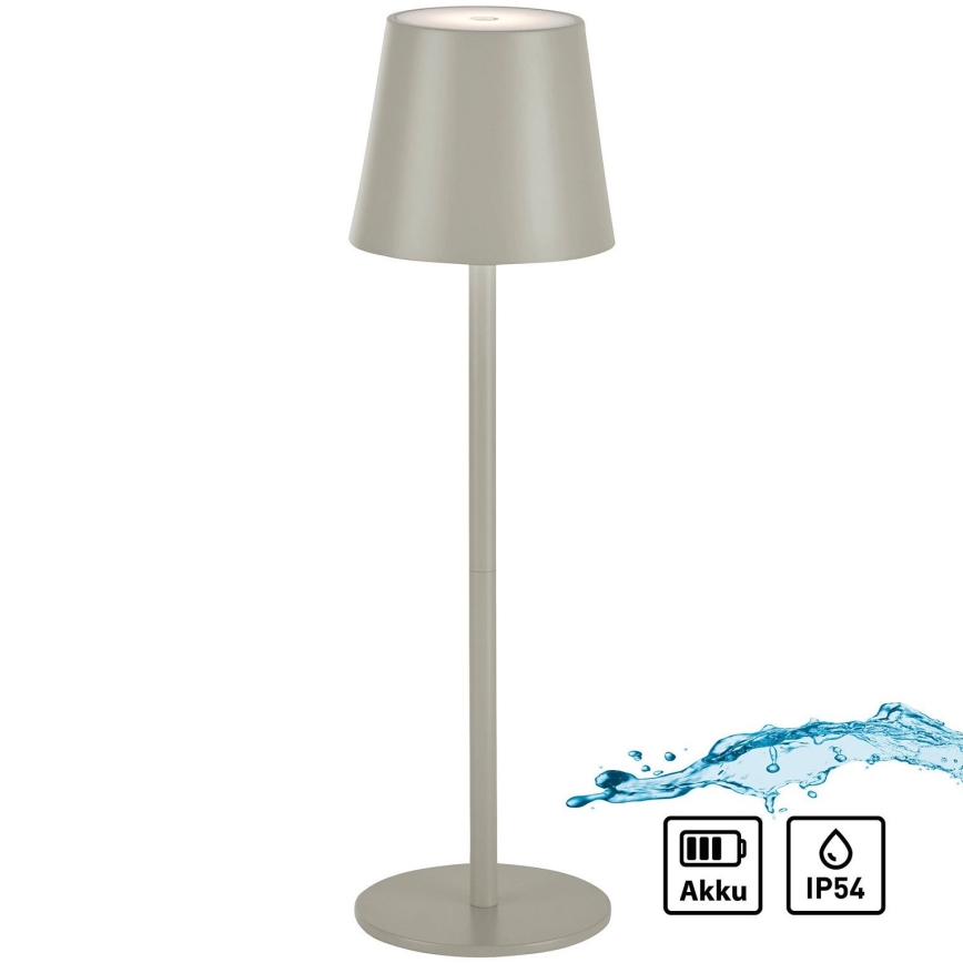 Leuchten Direkt 19250-40 - LED Екстериорна димируема акумулаторна настолна лампа EURIA LED/3W/5V 2600 mAh IP54 сив