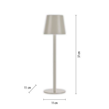 Leuchten Direkt 19250-40 - LED Екстериорна димируема акумулаторна настолна лампа EURIA LED/3W/5V 2600 mAh IP54 сив