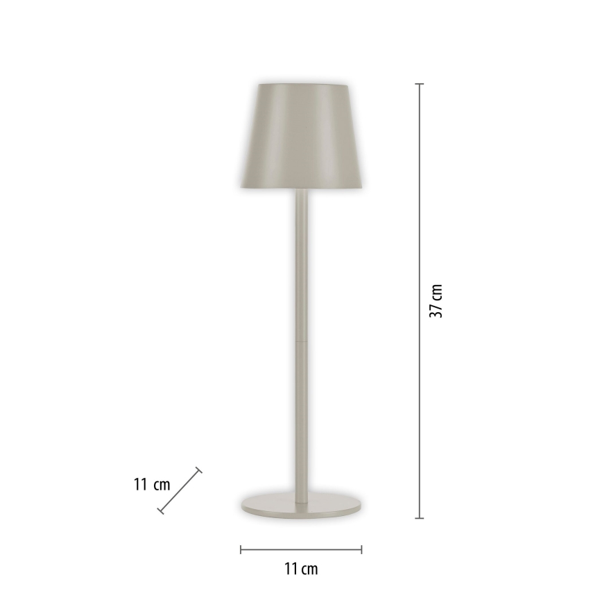 Leuchten Direkt 19250-40 - LED Екстериорна димируема акумулаторна настолна лампа EURIA LED/3W/5V 2600 mAh IP54 сив