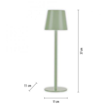 Leuchten Direkt 19250-43 - LED Екстериорна димируема акумулаторна настолна лампа EURIA LED/3W/5V IP54 зелен