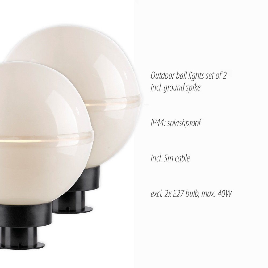 Leuchten Direkt 19322-16-2 - К-кт 2x Екстериорна лампа 1xE27/40W/230V Ø 20 см IP44