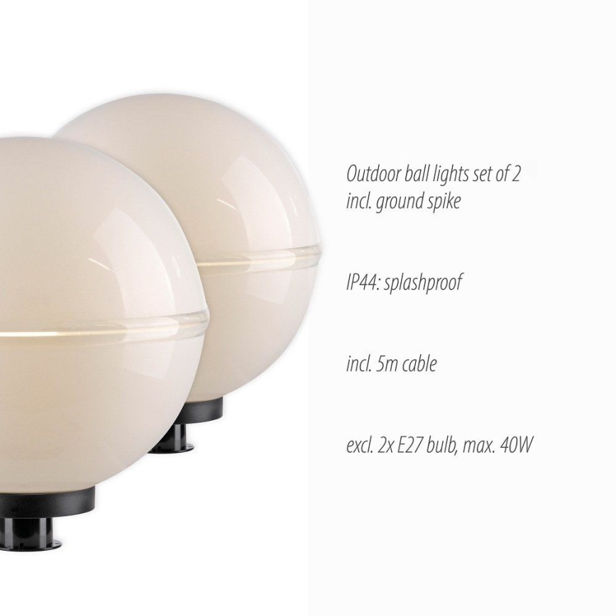 Leuchten Direkt 19324-16-2 - К-кт 2x Екстериорна лампа 1xE27/40W/230V Ø 40 см IP44