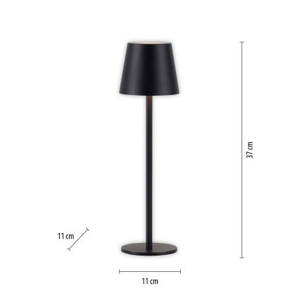 Leuchten Direkt 19250-18 - LED Екстериорна димируема акумулаторна настолна лампа EURIA LED/3W/5V 2600 mAh IP54 черен