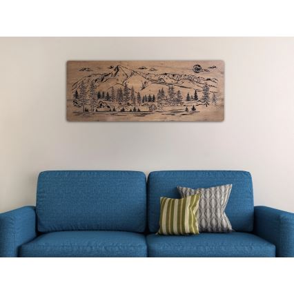 Li-Go 23521/OVL/DUB3 - LED настенна декорация с регулируема яркост LED/10W/5V 30000 mAh 130x50 cm дъб/Планинска хижа