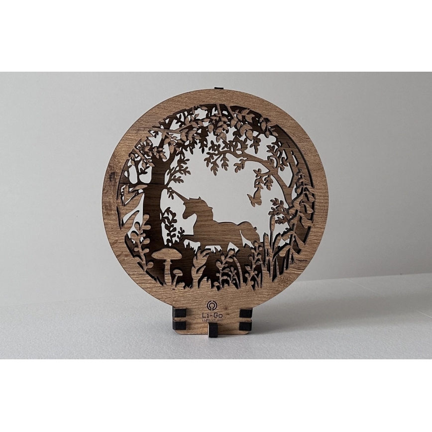 Li-Go 23568/DUB2 - димируема LED настолна декорация LED/12W/230V 20x22 см дъб/Еднорог