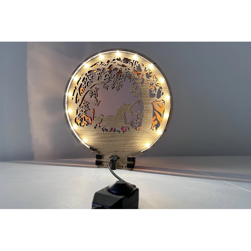 Li-Go 23568/DUB2 - димируема LED настолна декорация LED/12W/230V 20x22 см дъб/Еднорог