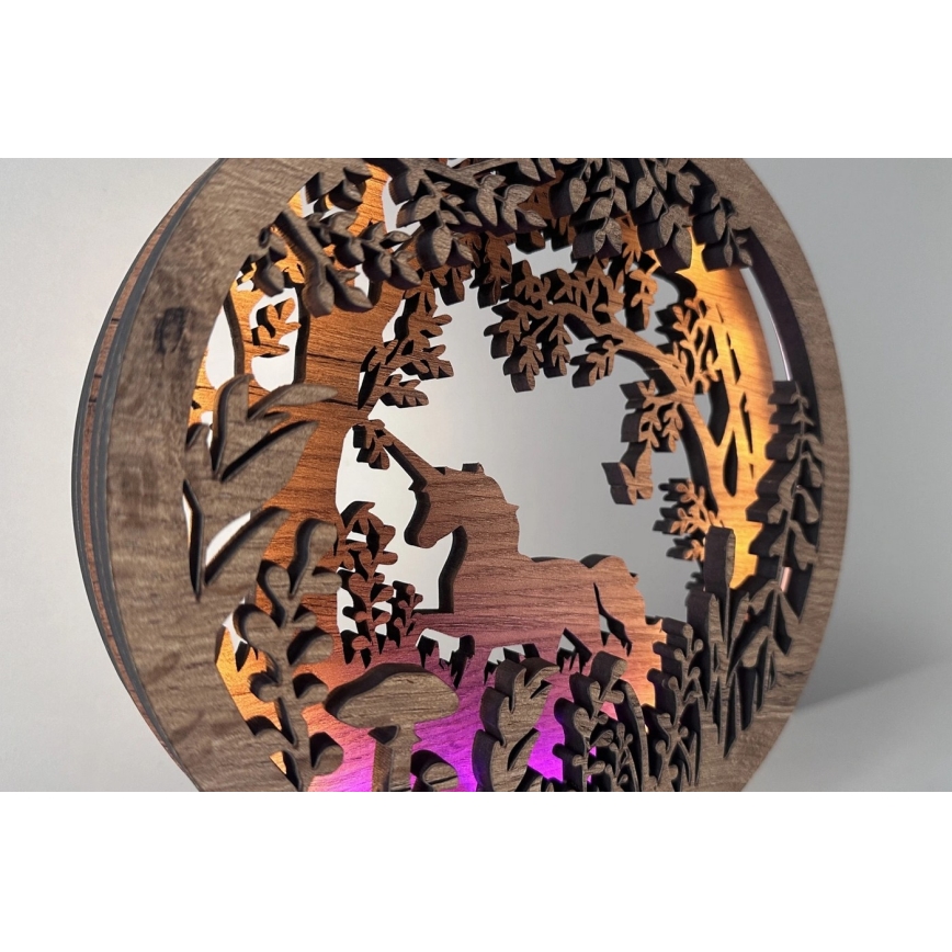 Li-Go 23568/DUB2 - димируема LED настолна декорация LED/12W/230V 20x22 см дъб/Еднорог