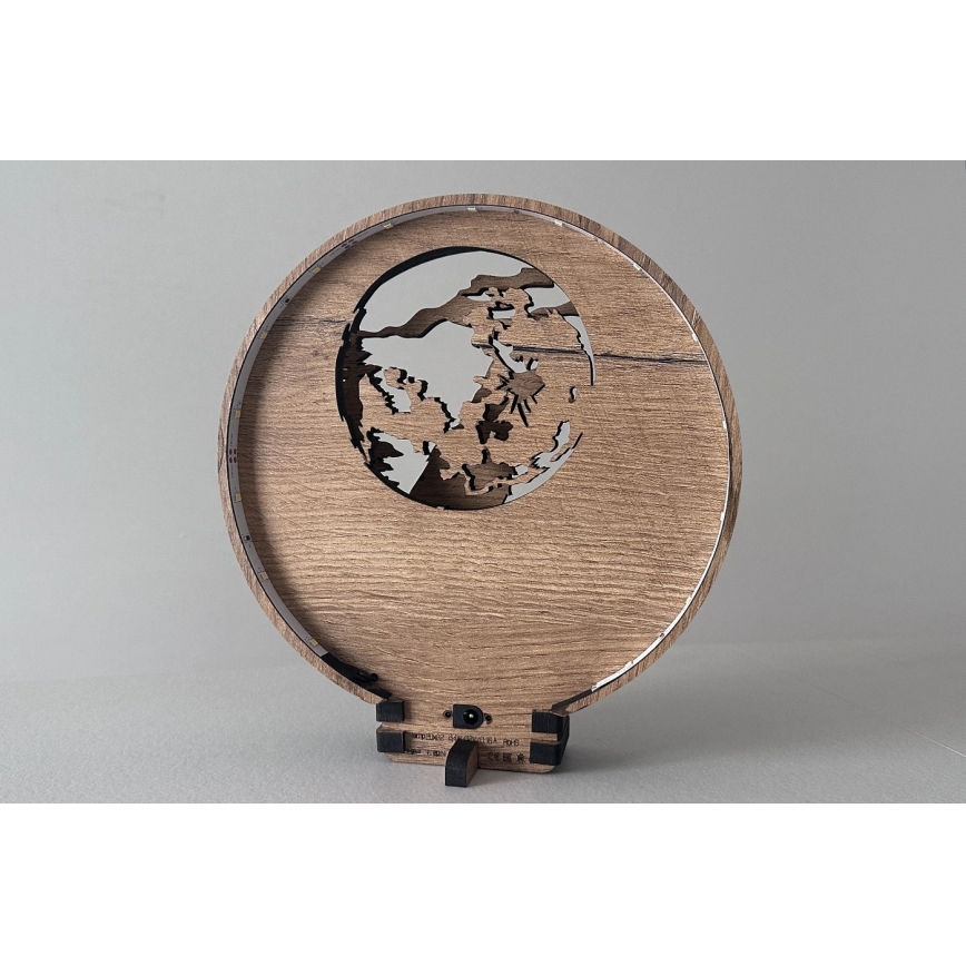 Li-Go 23574/DUB2 - LED Димируема настолна декорация LED/12W/230V 20x22 cm дъб/вълк и луна