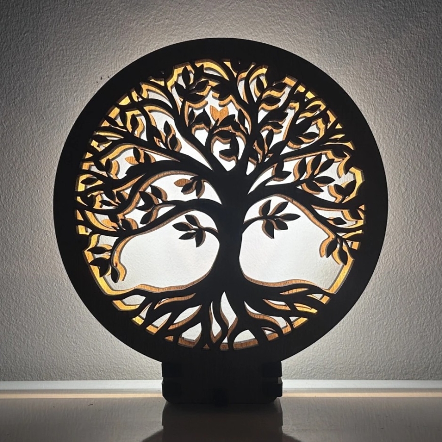 Li-Go 23577/DUB2 - димируема настолна LED декорация LED/12W/230V 20x22 см дъб/Дърво на живота