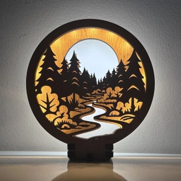 Li-Go 23580/DUB2 - Димируема настолна LED декорация LED/12W/230V 20x22 cm дъб/В гората