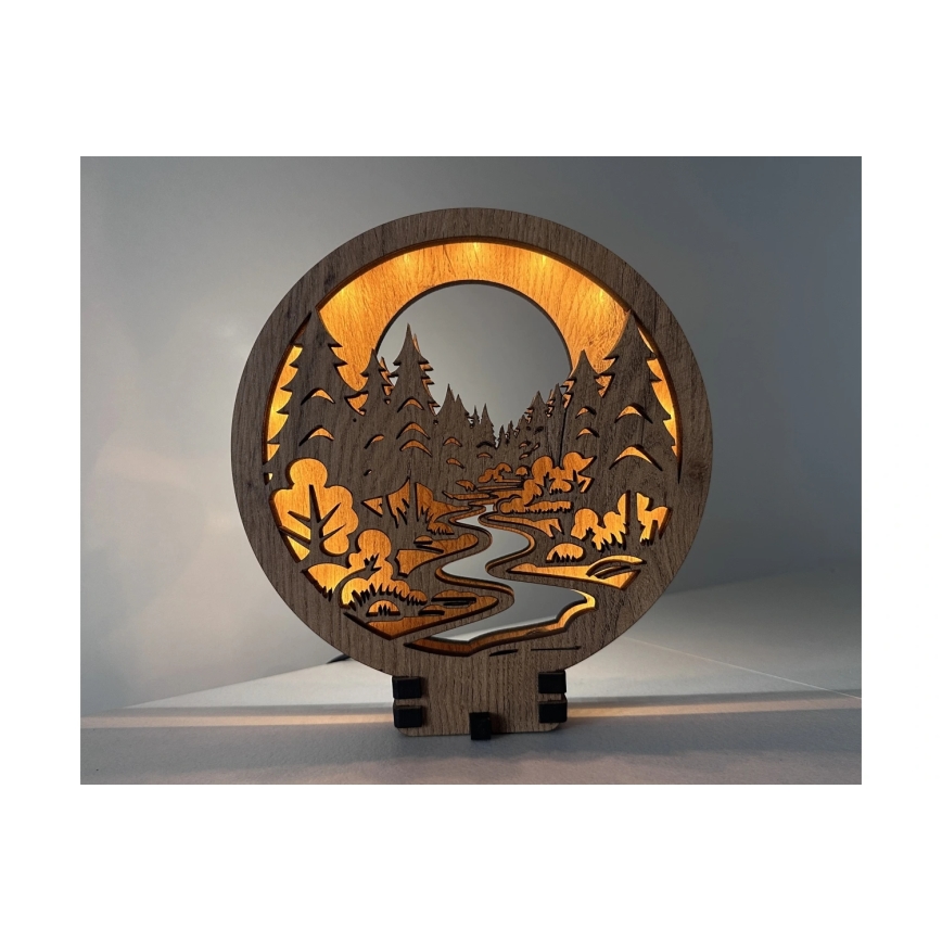 Li-Go 23580/DUB2 - Димируема настолна LED декорация LED/12W/230V 20x22 cm дъб/В гората