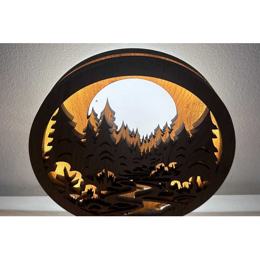 Li-Go 23580/DUB2 - Димируема настолна LED декорация LED/12W/230V 20x22 cm дъб/В гората