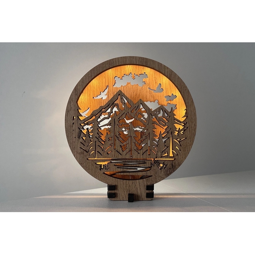 Li-Go 23583/DUB2 - Регулируема LED настолна декоративна лампа LED/12W/230V 20x22 cm дъб/Планини и гора