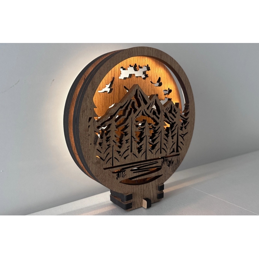 Li-Go 23583/DUB2 - Регулируема LED настолна декоративна лампа LED/12W/230V 20x22 cm дъб/Планини и гора