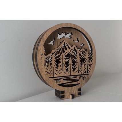 Li-Go 23583/DUB2 - Регулируема LED настолна декоративна лампа LED/12W/230V 20x22 cm дъб/Планини и гора