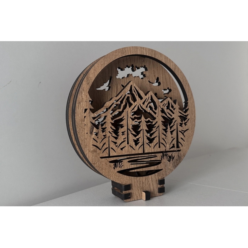 Li-Go 23583/DUB2 - Регулируема LED настолна декоративна лампа LED/12W/230V 20x22 cm дъб/Планини и гора