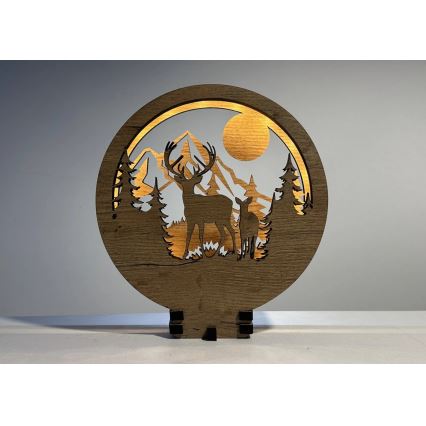 Li-Go 23592/DUB2 - Димируема настолна LED декорация LED/12W/230V 20x22 cm дъб/елен и ланя