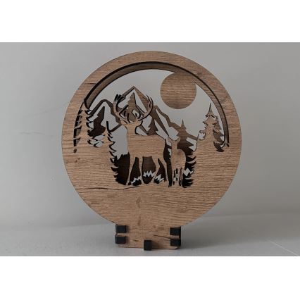 Li-Go 23592/DUB2 - Димируема настолна LED декорация LED/12W/230V 20x22 cm дъб/елен и ланя