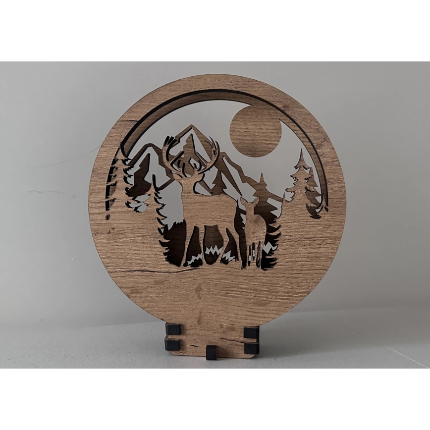 Li-Go 23592/DUB2 - Димируема настолна LED декорация LED/12W/230V 20x22 cm дъб/елен и ланя