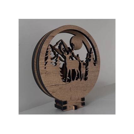 Li-Go 23592/DUB2 - Димируема настолна LED декорация LED/12W/230V 20x22 cm дъб/елен и ланя