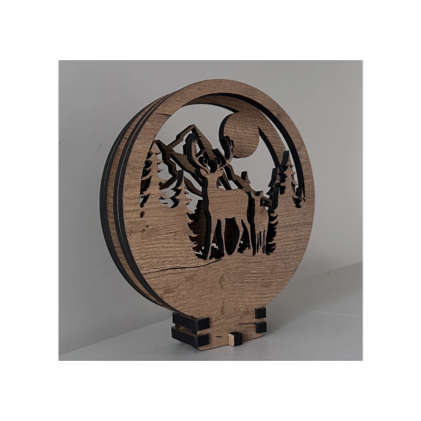 Li-Go 23592/DUB2 - Димируема настолна LED декорация LED/12W/230V 20x22 cm дъб/елен и ланя