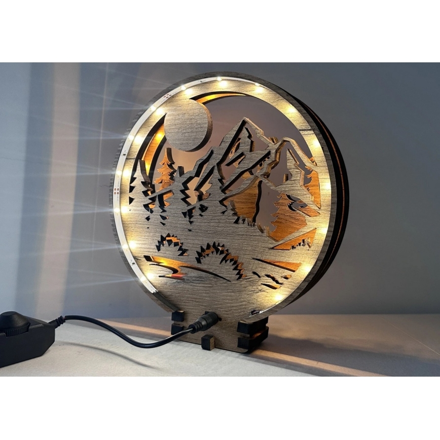 Li-Go 23592/DUB2 - Димируема настолна LED декорация LED/12W/230V 20x22 cm дъб/елен и ланя