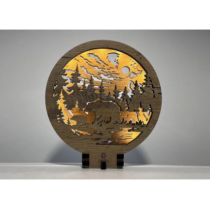 Li-Go 23595/DUB2 - Димируема настолна LED декорация LED/12W/230V 20x22 cm дъб/Мечета