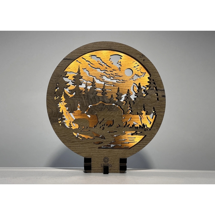 Li-Go 23595/DUB2 - Димируема настолна LED декорация LED/12W/230V 20x22 cm дъб/Мечета