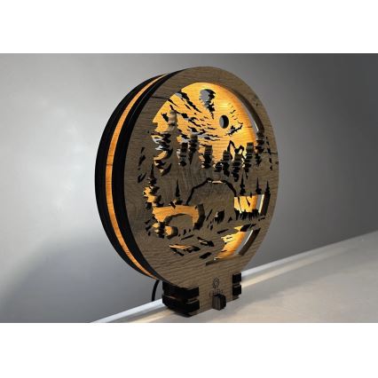 Li-Go 23595/DUB2 - Димируема настолна LED декорация LED/12W/230V 20x22 cm дъб/Мечета