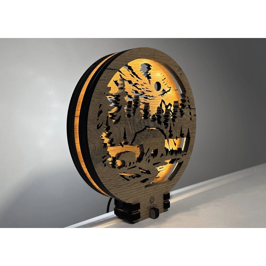 Li-Go 23595/DUB2 - Димируема настолна LED декорация LED/12W/230V 20x22 cm дъб/Мечета