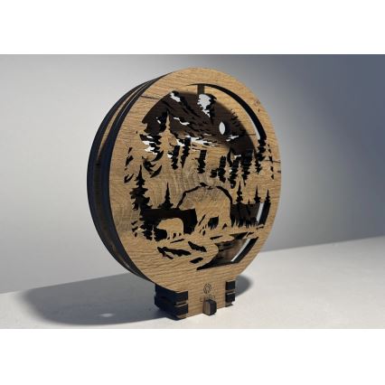 Li-Go 23595/DUB2 - Димируема настолна LED декорация LED/12W/230V 20x22 cm дъб/Мечета