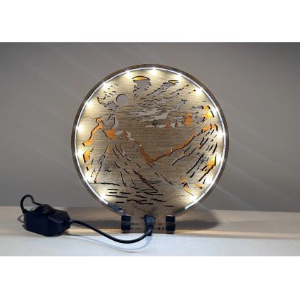 Li-Go 23595/DUB2 - Димируема настолна LED декорация LED/12W/230V 20x22 cm дъб/Мечета