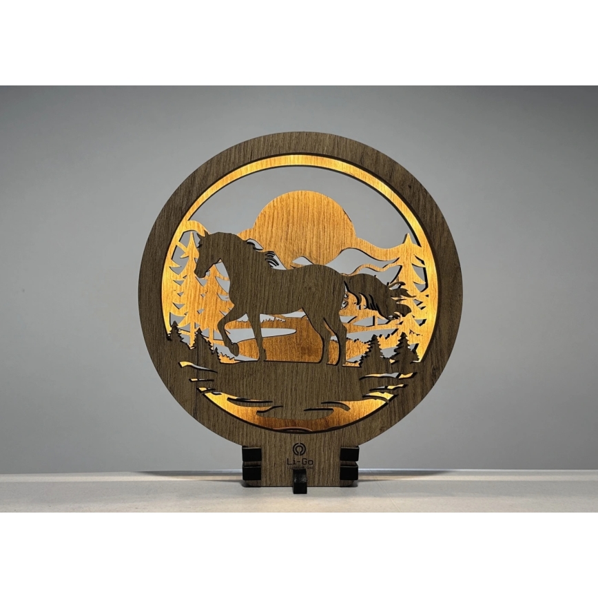 Li-Go 23598/DUB2 - Димируема настолна LED декорация LED/12W/230V 20x22 см дъб/кон