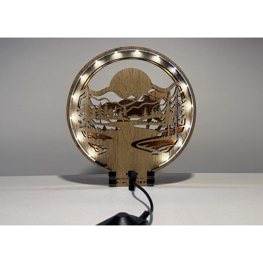 Li-Go 23598/DUB2 - Димируема настолна LED декорация LED/12W/230V 20x22 см дъб/кон