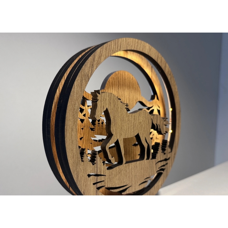 Li-Go 23598/DUB2 - Димируема настолна LED декорация LED/12W/230V 20x22 см дъб/кон