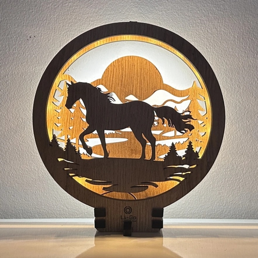 Li-Go 23598/DUB2 - Димируема настолна LED декорация LED/12W/230V 20x22 см дъб/кон