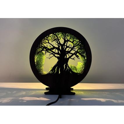 Li-Go 23604/DUB2 - димируема настолна LED декорация LED/12W/230V 20x22 cm дъб/мъх и дърво